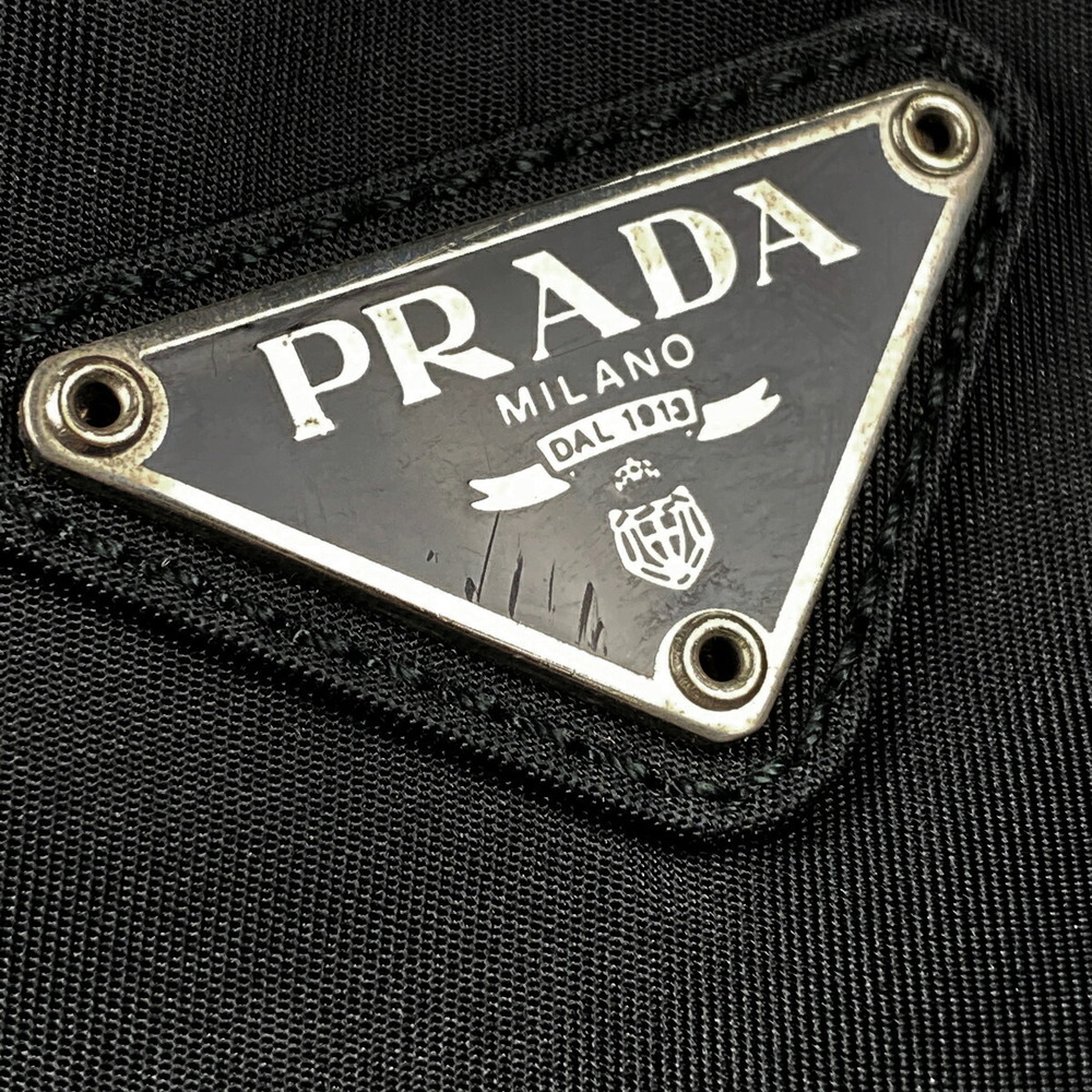 Prada Logo Plate Tote Bag Handbag Nero Black - Picture 5 of 6